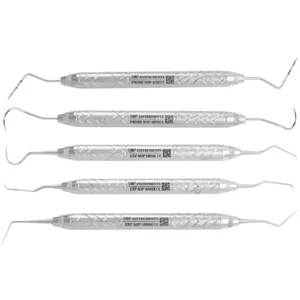 5-piece dental diagnostic probe and explorer kit stainless steel full view