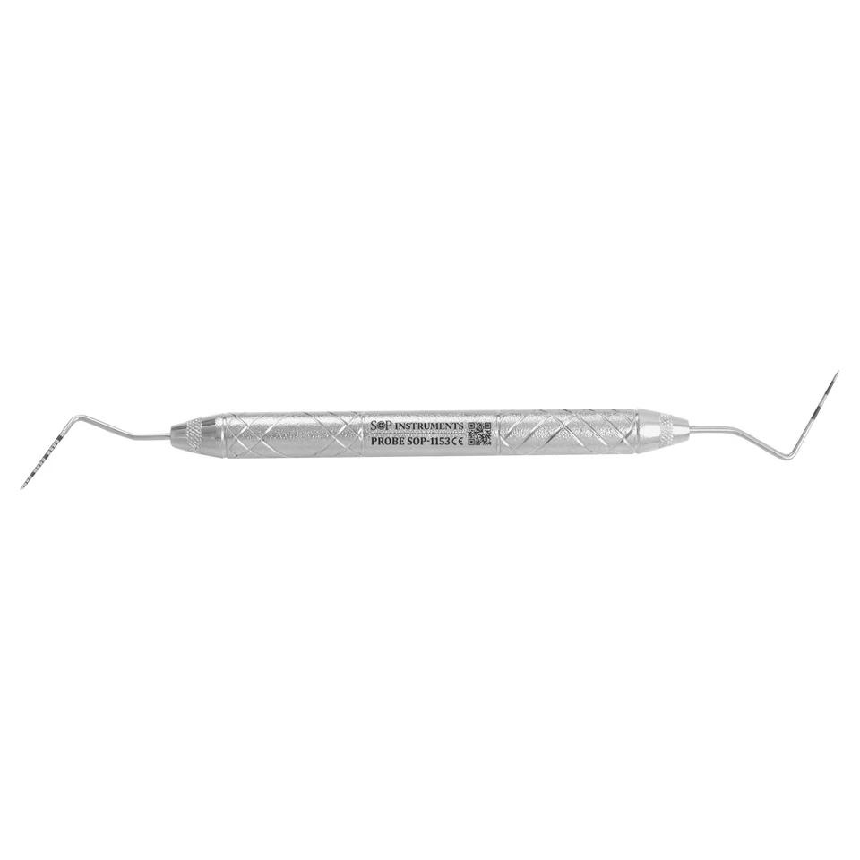 UNC15/UNC12 Double End Periodontal Probe – Full Instrument UNC15 UNC12 double end periodontal probe full stainless steel view