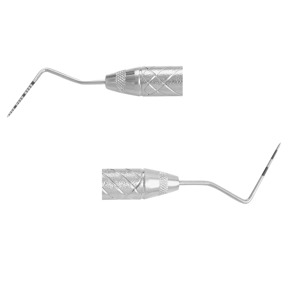 UNC15/UNC12 Periodontal Probe – Tip Detail View UNC15 UNC12 periodontal probe tips with depth markings close up