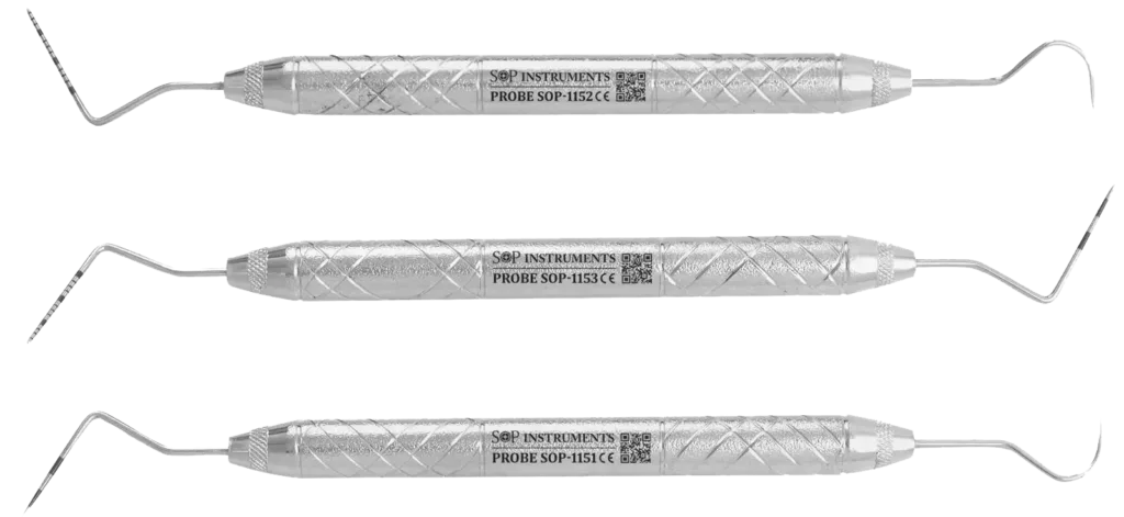 Dental hygiene instruments 3 piece periodontal diagnostic probe and explorer set made of stainless steel for professional dental examinations