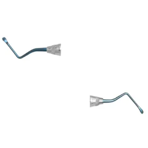 Lucas bone curette serrated 2.5mm blue tips double ended close up