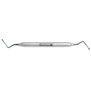 Lucas bone curette serrated 2.0mm double ended blue surgical dental instrument full view