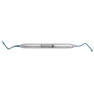 Lucas bone curette serrated 4.0mm double ended blue surgical dental instrument full view
