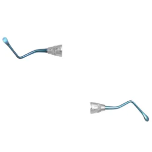 Lucas bone curette serrated 4.0mm blue double ended tips close up