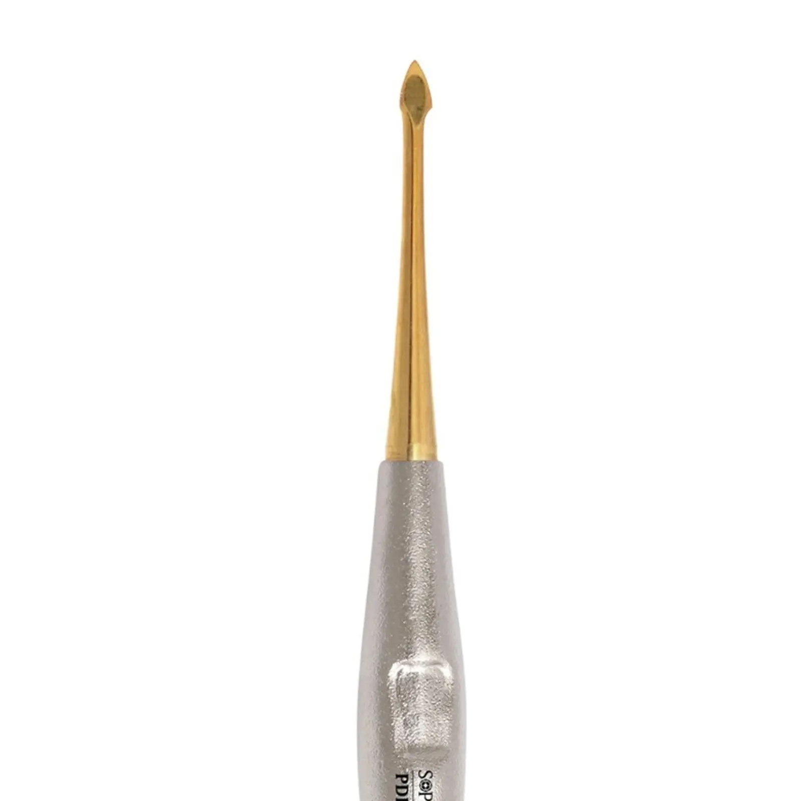 PDL Lux-Tome Spade Titanium Periotome – Full View Spade shaped titanium tip of PDL luxating elevator periotome